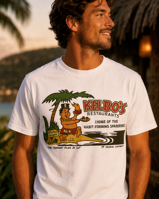 Kelbo’s Restaurants - Postwar Los Angeles Hawaiian BBQ - Vintage Tiki Tee