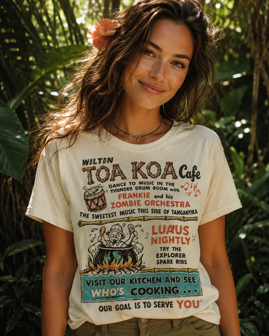 TOA KOA CAFE – Frankie & His Zombie Orchestra – Vintage Luau Tee