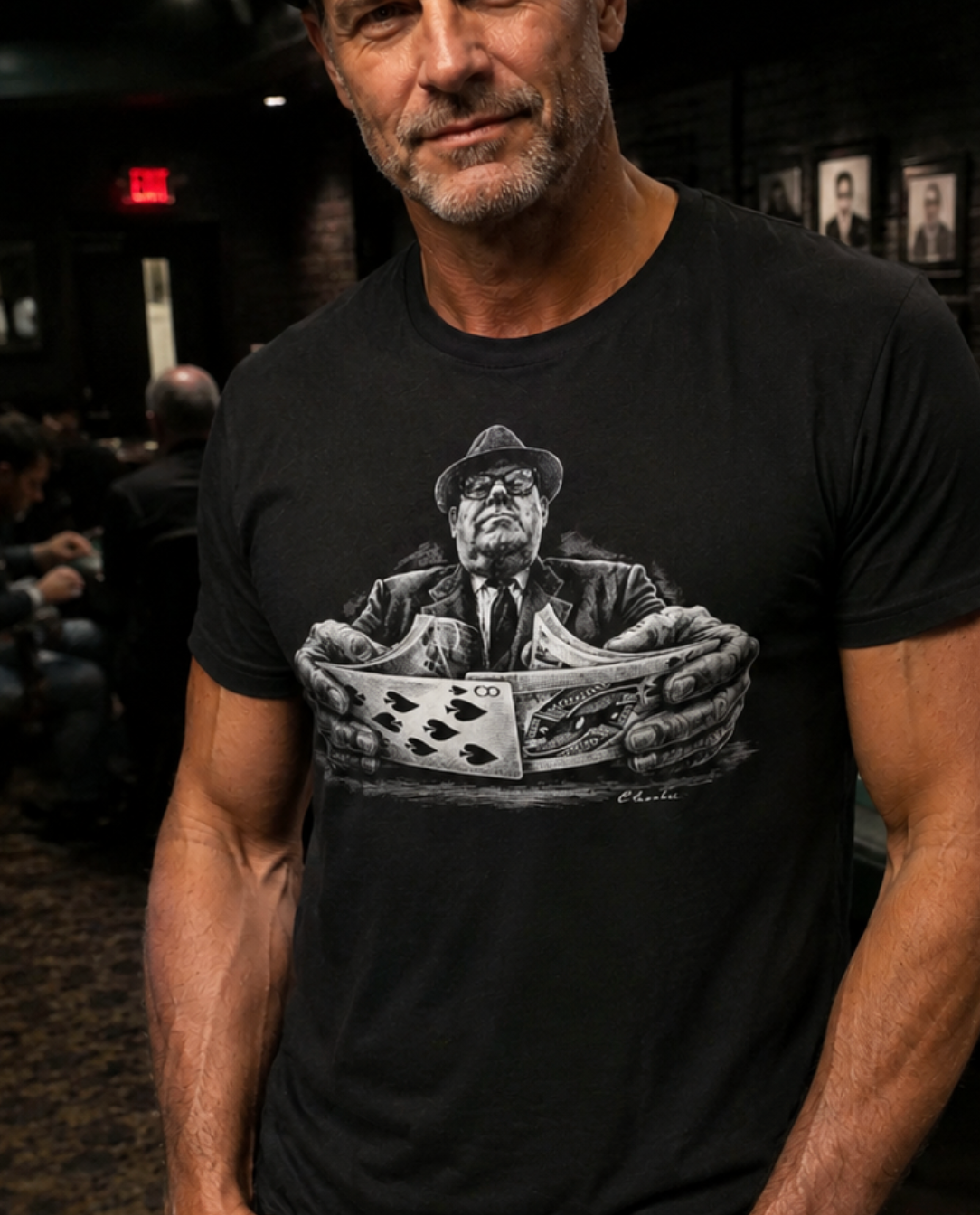 Charlie Miller – Poker Card Star – Vintage Magic Tee Black