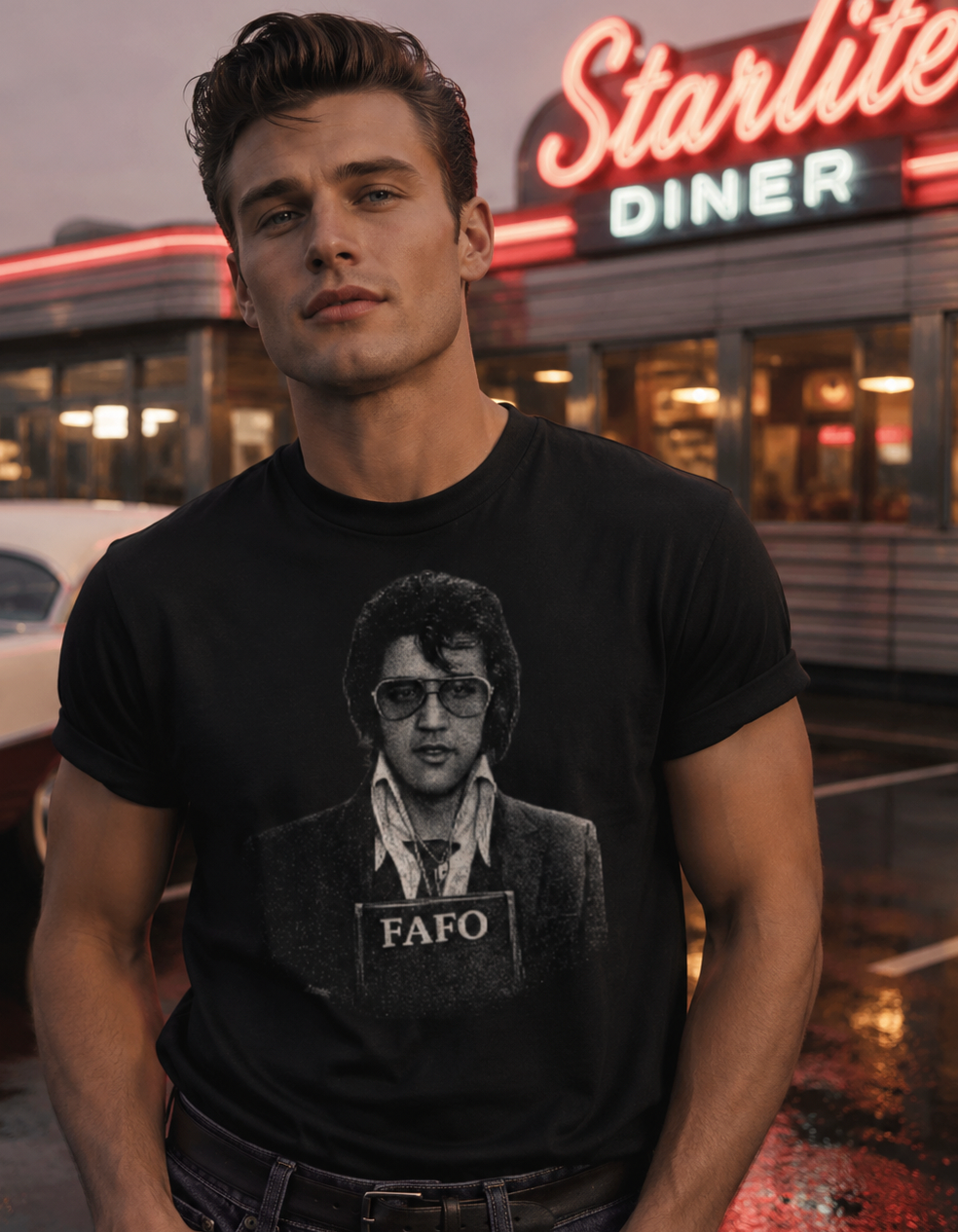 1970 Elvis Mugshot - FAFO Tee