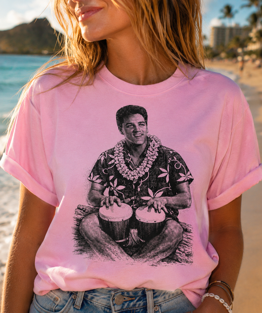 Blue Hawaii Bongo Session – Island Cinema Era – Vintage Tiki Tee