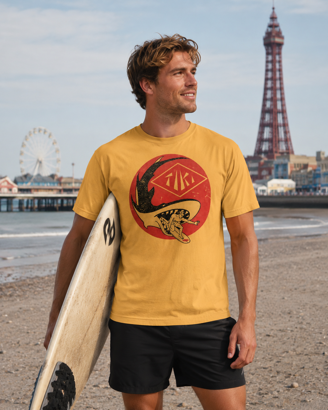 Vintage TIKI Surf Shirt – 1960s British Surfboard Logo Tee