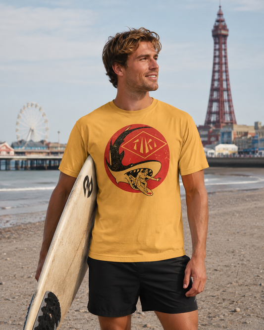 Vintage TIKI Surf Shirt – 1960s British Surfboard Logo Tee