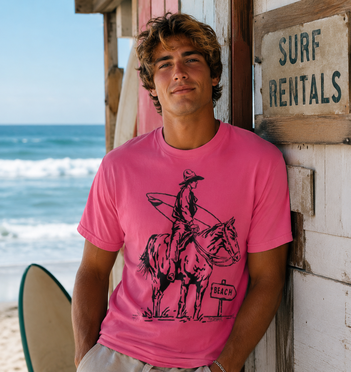 Beach Cowboy – Sunburned Surf-Western Vibes – Graphic Tee