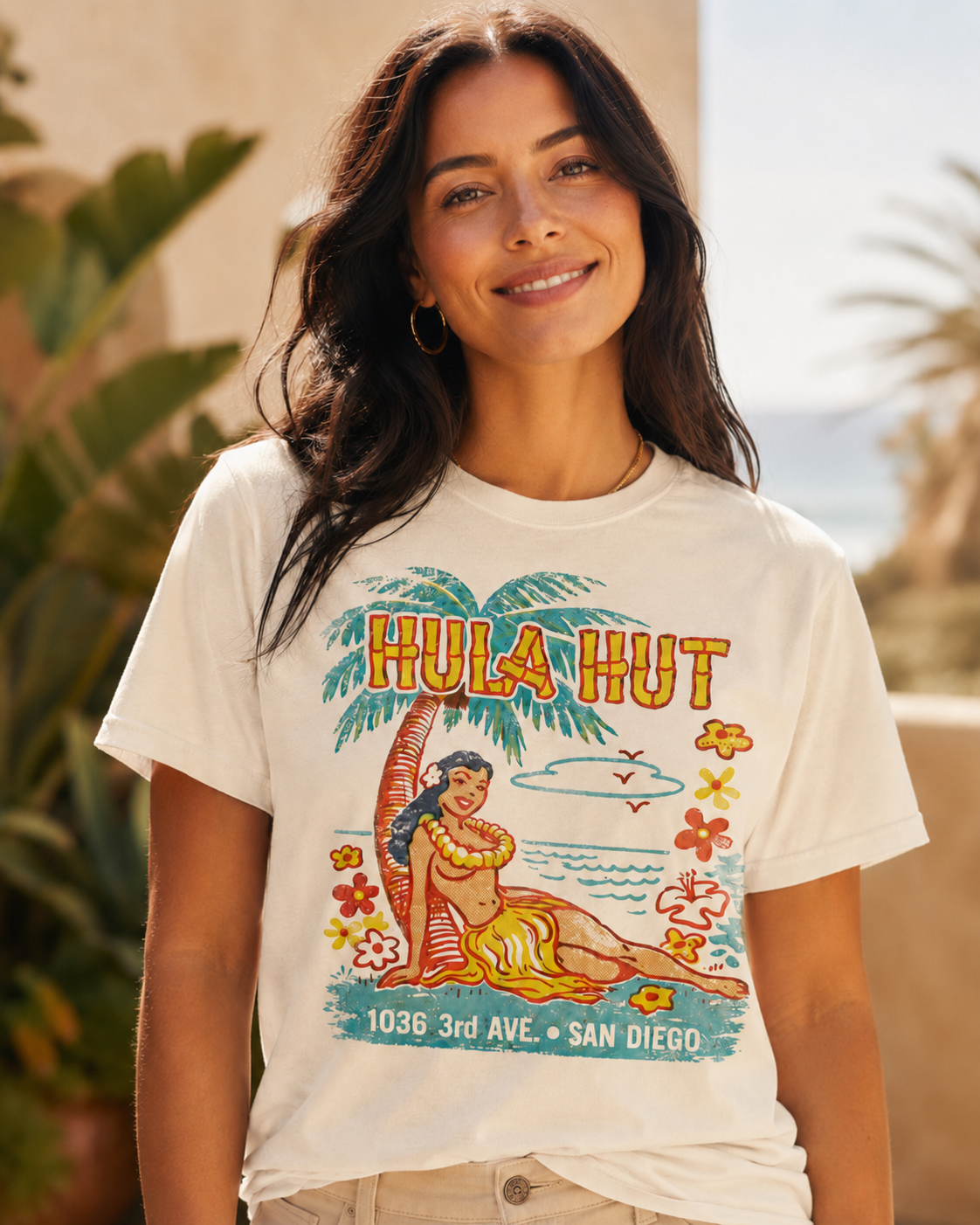 Hula Hut - 1036 Third Avenue San Diego - Vintage Pre-Tiki Tee