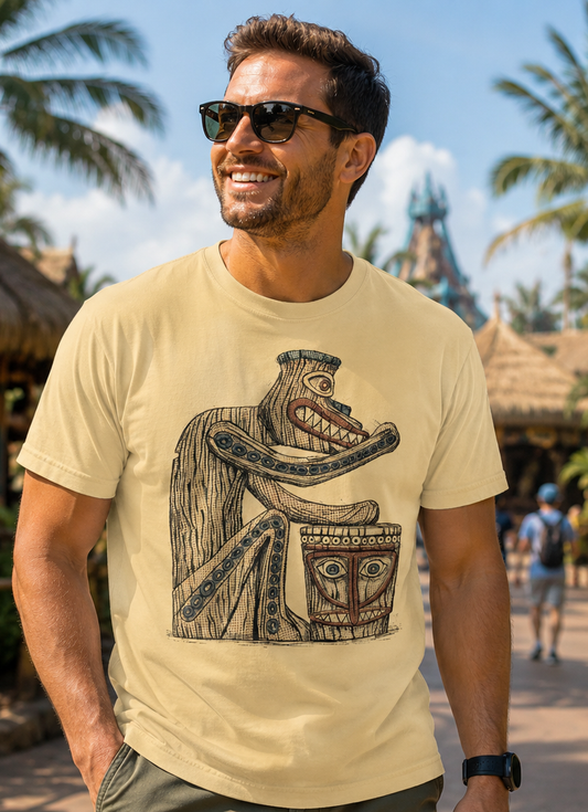 Vintage Tiki Drummer Tee R– Retro Island Graphic Shirt, Midcentury Style, Comfort Colors T-Shirt, Tropical Vibe Mens Tee