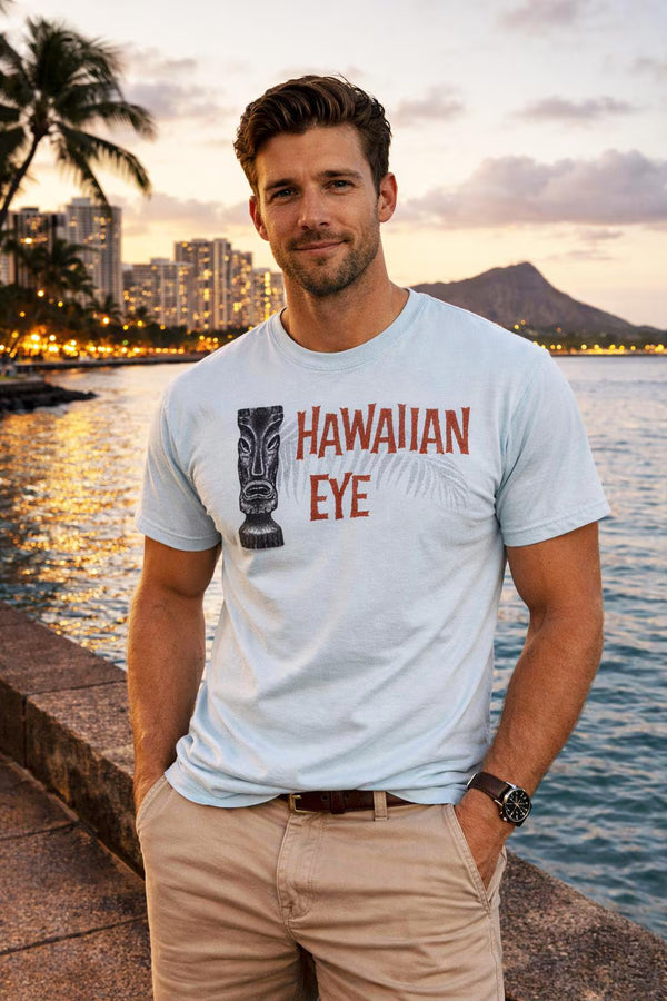 HAWAIIAN EYE T-Shirt | Vintage 1950s Tiki Tee | Retro Detective TV Shirt | Midcentury Hawaii Graphic  | Classic Surf Style